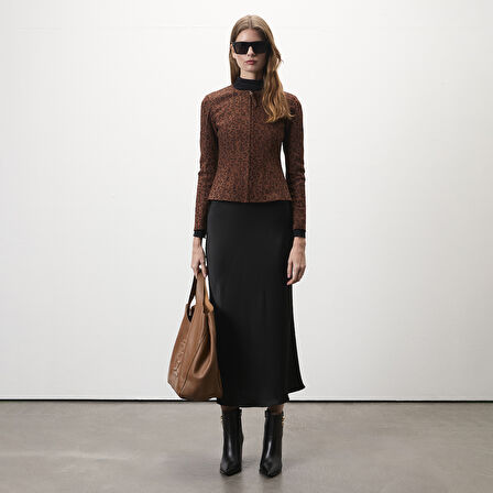 Deundria Leopar Kadın Panelli Fit Süet Ceket