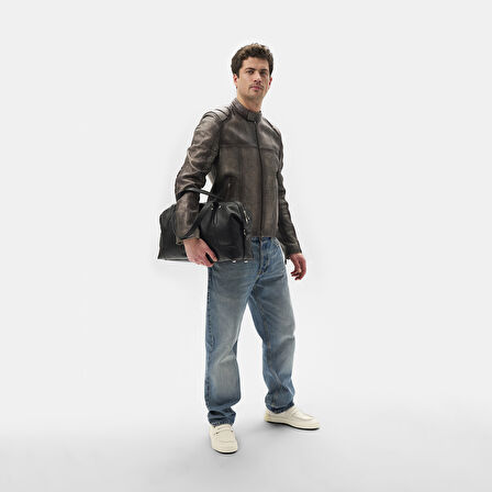 Tirona Gri Erkek Deri Mont