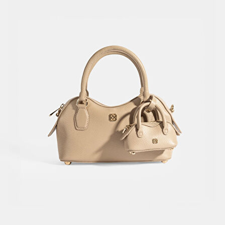 Kadın Vizon Deri Çanta Aksesuarlı Mini El Çantası