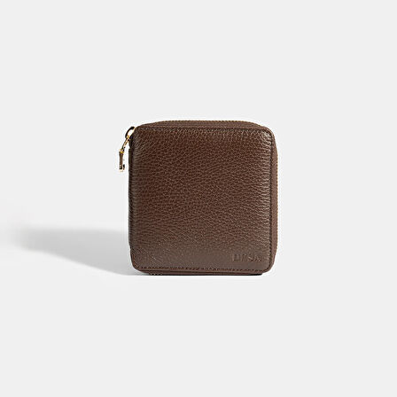 Kadın Acı Kahve Fermuarlı Deri Cüzdan