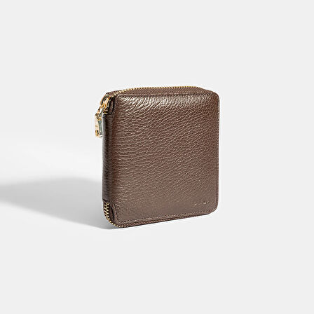 Kadın Acı Kahve Fermuarlı Deri Cüzdan