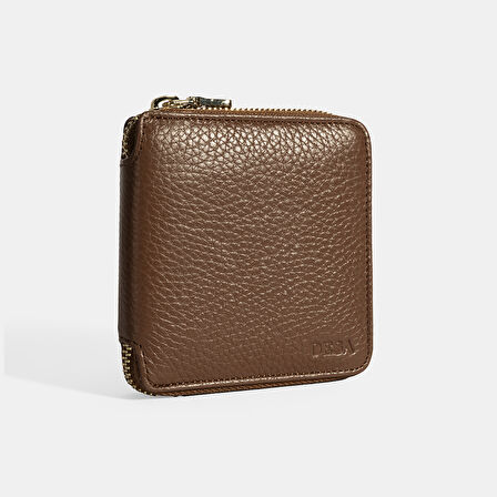 Kadın Kahve Fermuarlı Deri Cüzdan