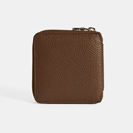 Kadın Kahve Fermuarlı Deri Cüzdan