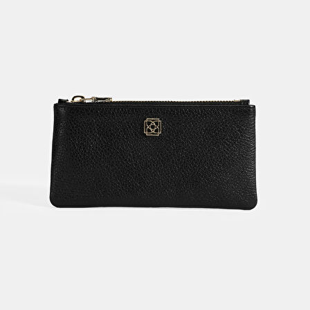 Kadın Siyah Fermuarlı Deri Cüzdan
