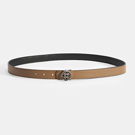 Kadın Siyah / Açık Kahve Çift Taraflı Deri Kemer