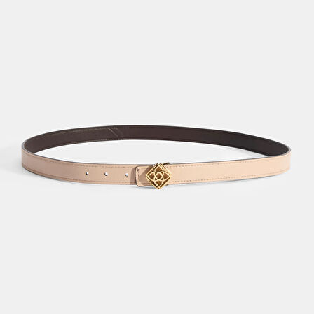 Kadın Kahve / Pudra Çift Taraflı Deri Kemer