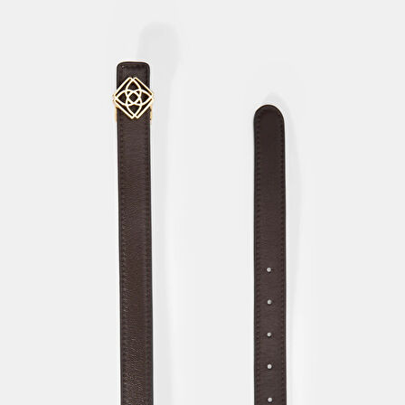 Kadın Kahve / Pudra Çift Taraflı Deri Kemer