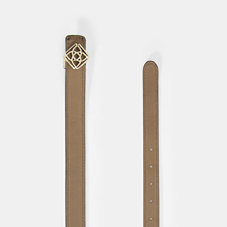 Kadın Bej / Açık Kahve Çift Taraflı Rugan Deri Kemer