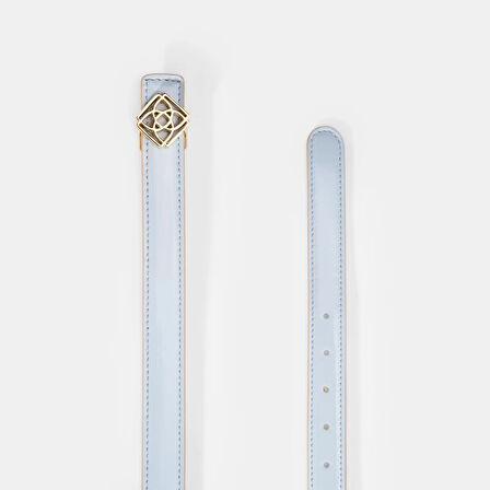 Kadın Mavi / Pudra Çift Taraflı Rugan Deri Kemer