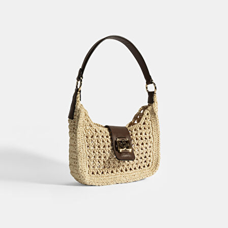 Kadın Bej Monogram Logolu Omuz Çantası 