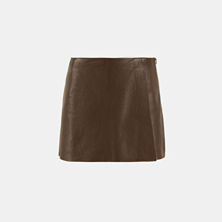 Limited Edition Kadın Taba Deri Şort Etek