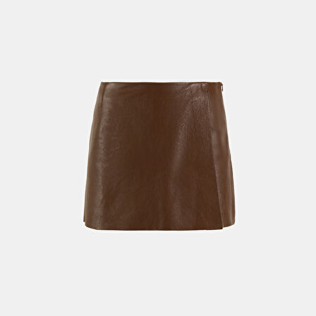 Limited Edition Kadın Taba Deri Şort Etek