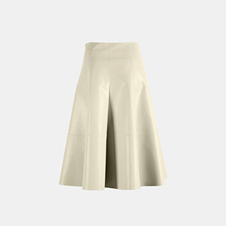 Limited Edition Kadın Krem Uzun Deri Etek