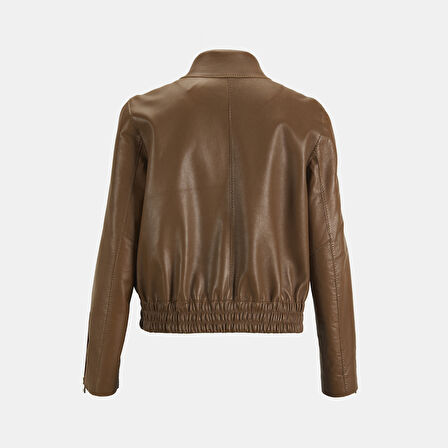 Limited Edition Kadın Taba Fermuarlı Bomber Mont