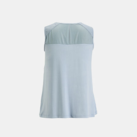 Kadın Mavi Deri Detaylı Perforeli Bluz