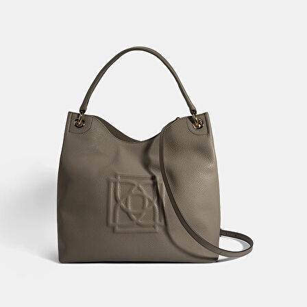 Kadın Yeşil Logo Baskılı Deri Omuz Çantası