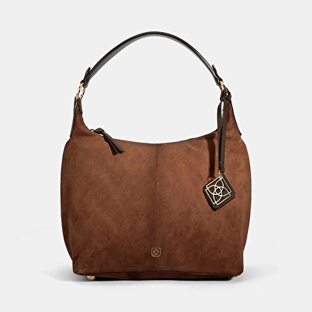 Kadın Kahve Süet Deri Omuz Çantası