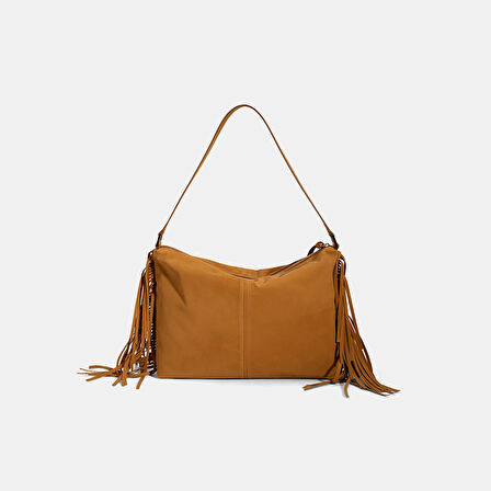 Kadın Taba Püskül Detaylı Süet Omuz Çantası