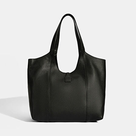 Kadın Siyah Deri Hobo Çanta