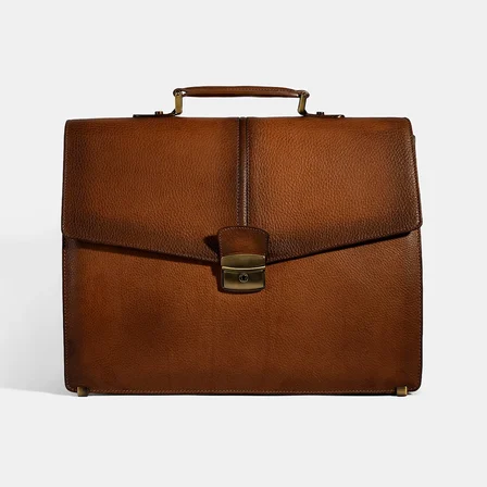 Erkek Taba Vintage Omuz Askılı Deri Evrak Çantası