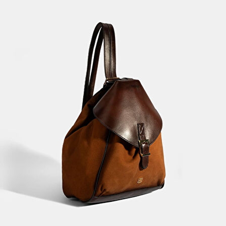 Kadın Taba Süet Deri Sırt Çantası