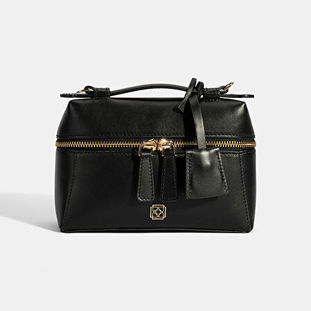 Kadın Siyah Mini Deri El Çantası