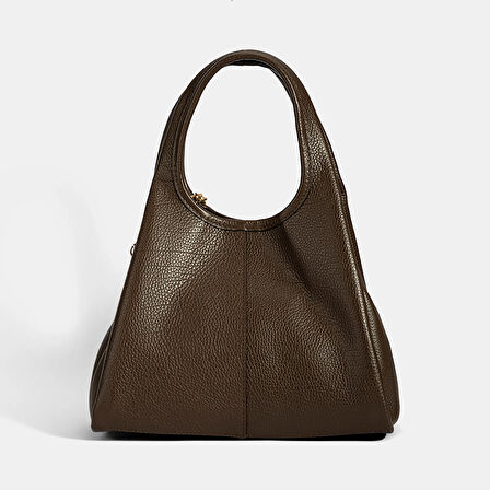 Kadın Kahve Charm Aksesuarlı Deri El Çantası