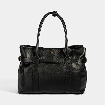 Kadın Siyah Cüzdan Aksesuarlı Deri Omuz Çantası