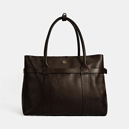 Kadın Kahve Cüzdan Aksesuarlı Deri Omuz Çantası