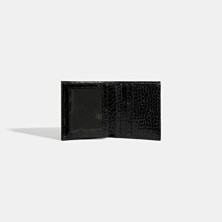 Kadın Siyah Baskılı Rugan Deri Cüzdan