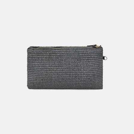 Kadın Yeşil Boncuk İşlemeli Hasır Clutch