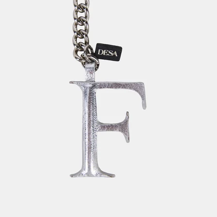Gümüş F Harfi Gold Zincirli Deri Charm / Anahtarlık