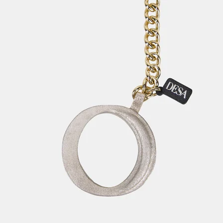 Gümüş O Harfi Gold Zincirli Deri Charm / Anahtarlık