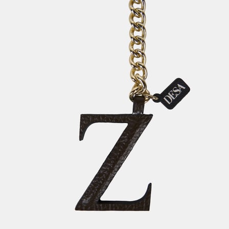 Acı Kahve Z Harfi Gold Zincirli Deri Charm / Anahtarlık