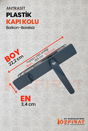 PVC Pimapen Plastik Balkon Kapı Kolu – Barelsiz – Antrasit – (2 Takım)