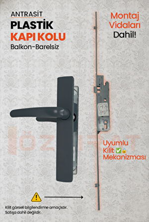 PVC Pimapen Plastik Balkon Kapı Kolu – Barelsiz – Antrasit – (5 Takım)