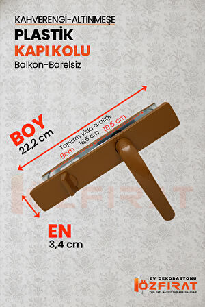 PVC Pimapen Plastik Balkon Kapı Kolu – Barelsiz – Altınmeşe/Kahverengi – (3 Takım)