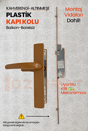 PVC Pimapen Plastik Balkon Kapı Kolu – Barelsiz – Altınmeşe/Kahverengi – (5 Takım)