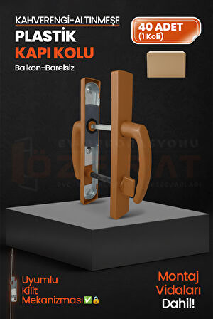 PVC Pimapen Plastik Balkon Kapı Kolu – Barelsiz – Altınmeşe/Kahverengi – (40 Takım / 1 Koli)