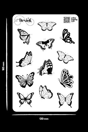 Siyah Kelebekler Serisi Şeffaf Sticker Scrapbook Ajanda Journal Bullet Planner Telefon