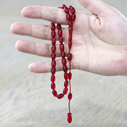 Sistemli Özel Kesim Bayrak Kırmızısı Ateş Kehribar Tesbih