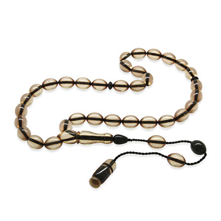 Sistemli Arpa Kesim Şeffaf Ateş Kehribar Tesbih