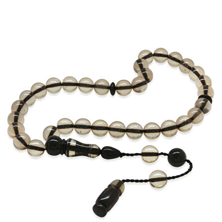 Sistemli Küre Kesim Sürmeli İmame Kombinli Şeffaf Ateş Kehribar Tesbih