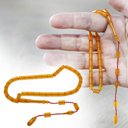 Sistemli Kesme Kesim Bilek Boy Turuncu Ateş Kehribar Tesbih