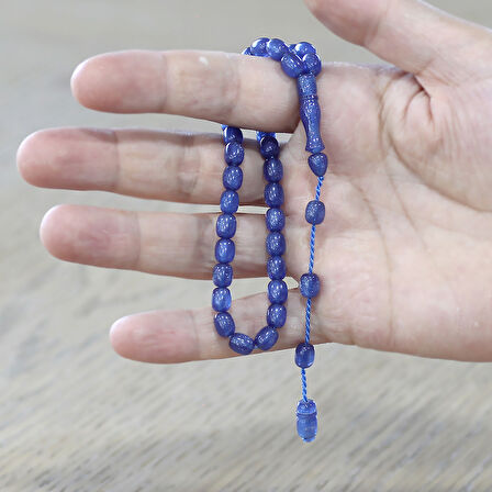 Sistemli Küp Kesim Bilek Boy Sedefli Mavi Ateş Kehribar Tesbih