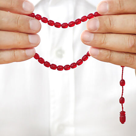 Sistemli Küp Kesim Bilek Boy Sedefli Kırmızı Ateş Kehribar Tesbih