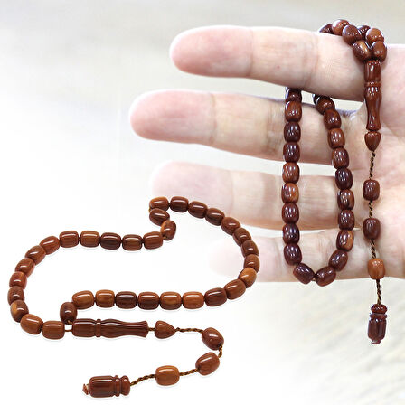 Sistemli Küp Kesim Bilek Boy Kahverengi Ateş Kehribar Tesbih