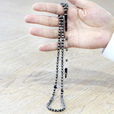 Sistemli 925 Ayar Gümüş Sarmal Küre Kesim Kahverengi 99 Taneli Kuka Namaz Tesbihi