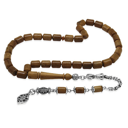 Kararmaz Metal Arnavut Zincir Püsküllü Uçlu Kapsül Kesim Kahverengi Kuka Tesbih