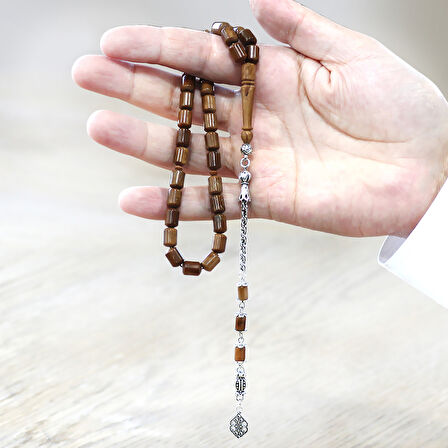 Kararmaz Metal Arnavut Zincir Püsküllü Uçlu Kapsül Kesim Kahverengi Kuka Tesbih